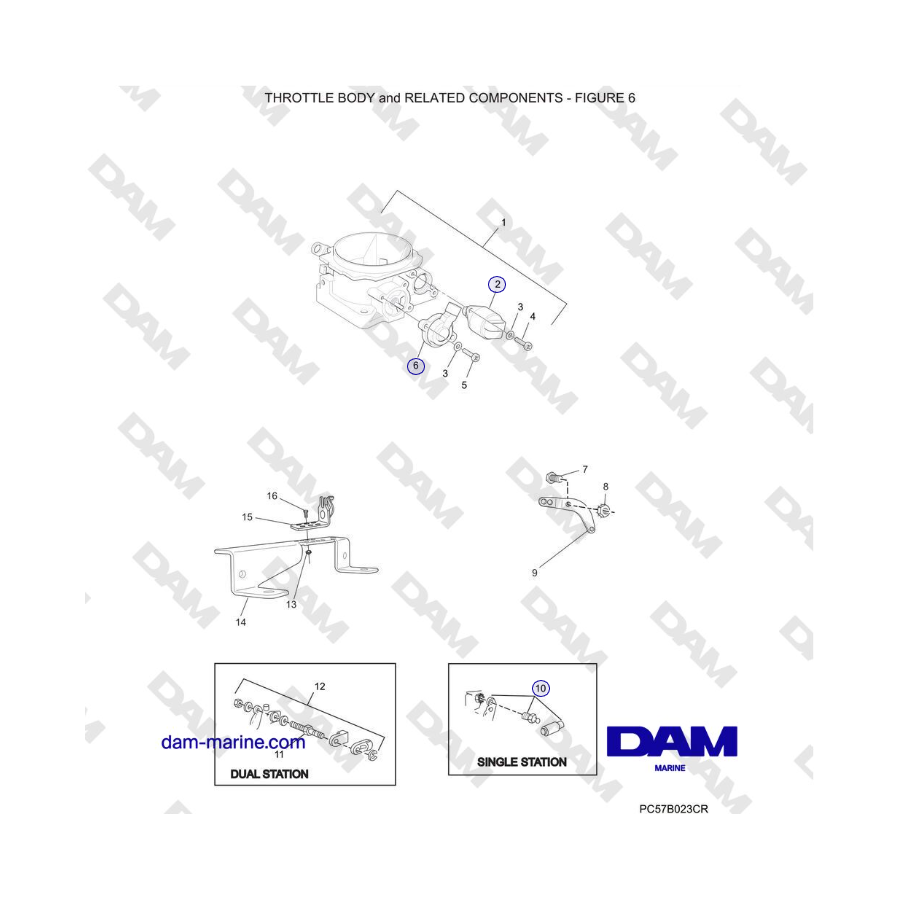 Crusader 5.0L / 5.7L 2002-2005 MY - THROTTLE BODY and RELATED COMPONENTS