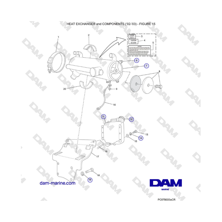 Crusader 5.0L / 5.7L 2002-2005 MY - HEAT EXCHANGER and COMPONENTS (‘02-’03)