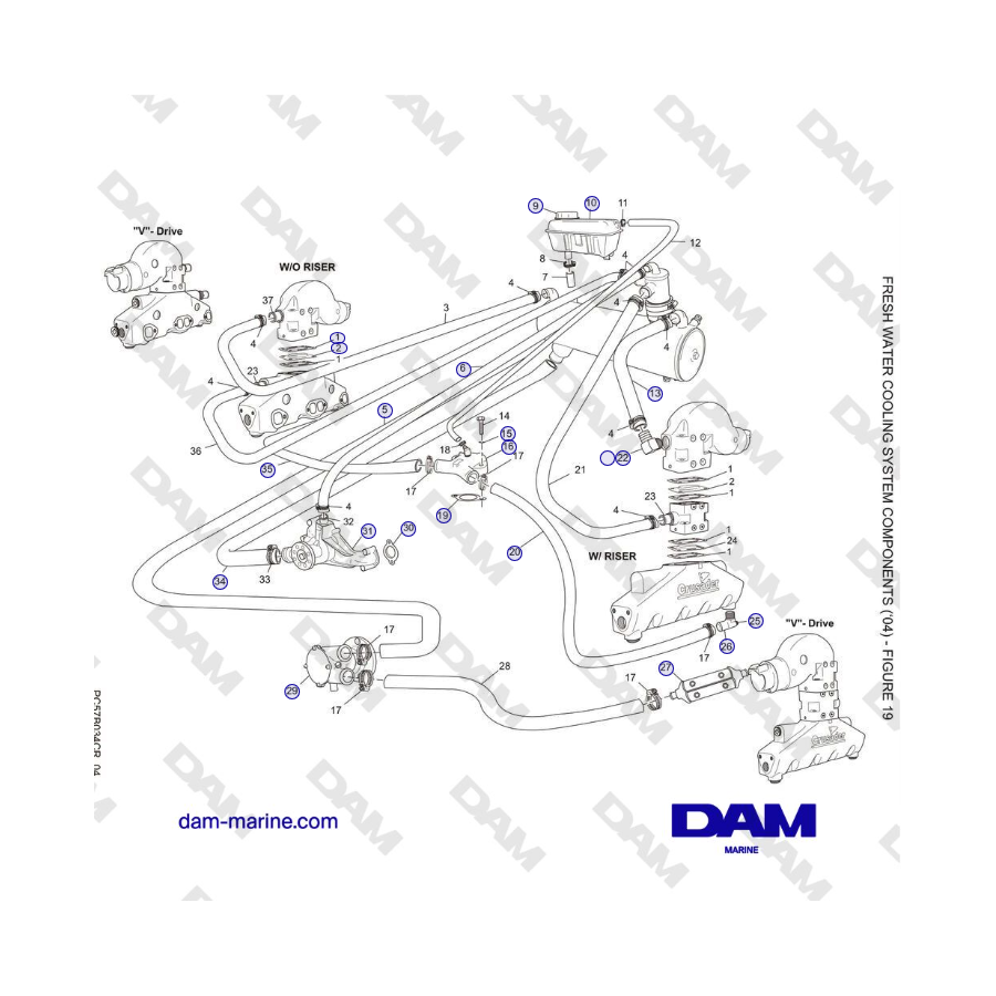 Crusader 5.0L / 5.7L 2002-2005 MY - FRESH WATER COOLING SYSTEM COMPONENTS (‘04)