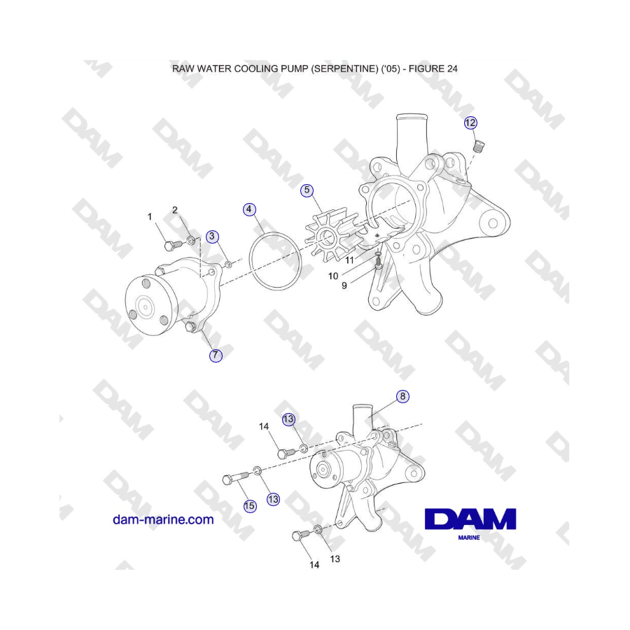 Crusader 5.0L / 5.7L 2002-2005 MY - RAW WATER COOLING PUMP (SERPENTINE) (‘05)