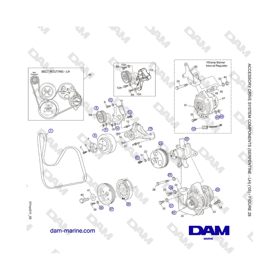 Crusader 5.0L / 5.7L 2002-2005 MY - ACCESSORY DRIVE SYSTEM COMPONENTS (SERPENTINE - LH) (‘05)