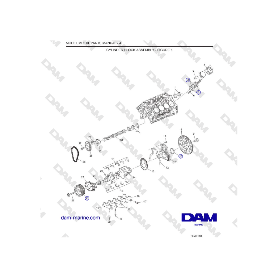 Crusader MP6.0L SN 670001 - CYLINDER BLOCK ASSEMBLY