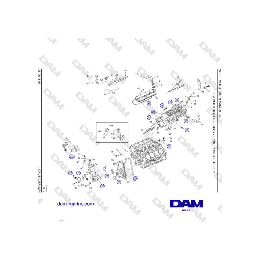 Crusader MP6.0L SN 670001 - CONJUNTO DE CULATA / CUBIERTA DELANTERA