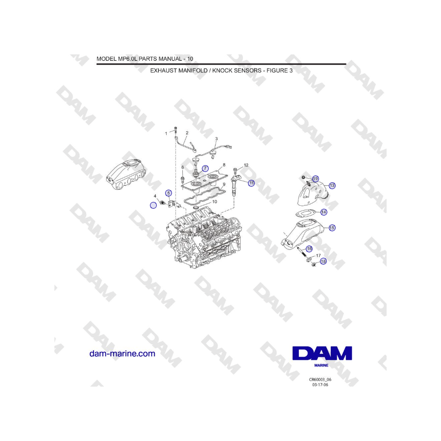 Crusader MP6.0L SN 670001 -  EXHAUST MANIFOLD / KNOCK SENSORS