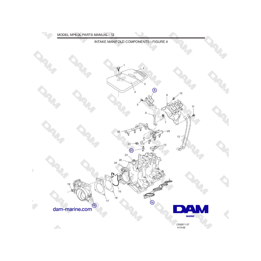 Crusader MP6.0L SN 670001 - COMPONENTES DEL COLECTOR DE ADMISIÓN