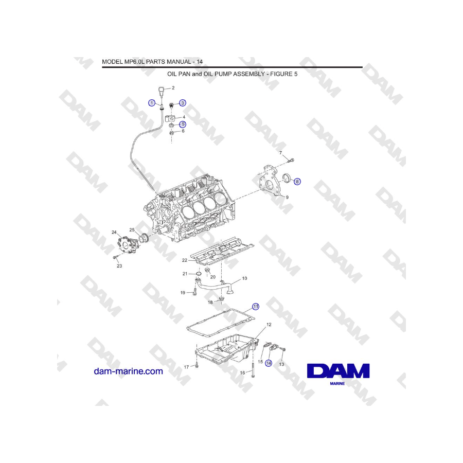 Crusader MP6.0L SN 670001 - CONJUNTO DE CARTER DE ACEITE y BOMBA DE ACEITE