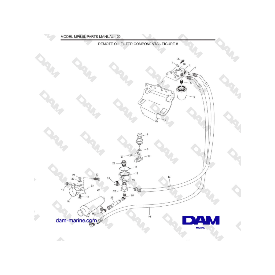 Crusader MP6.0L SN 670001 - COMPONENTES DEL FILTRO DE ACEITE REMOTO