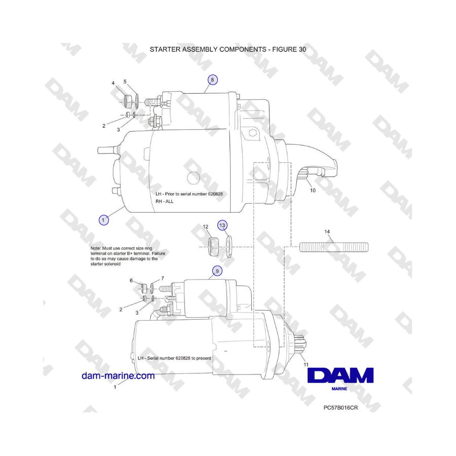 Crusader 5.0L / 5.7L 2002-2005 MY - STARTER ASSEMBLY COMPONENTS 