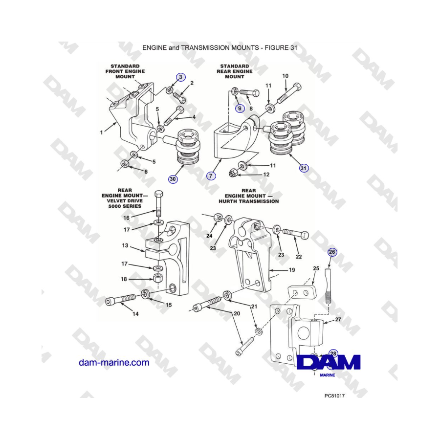 Crusader 5.0L / 5.7L 2002-2005 MY - ENGINE and TRANSMISSION MOUNTS