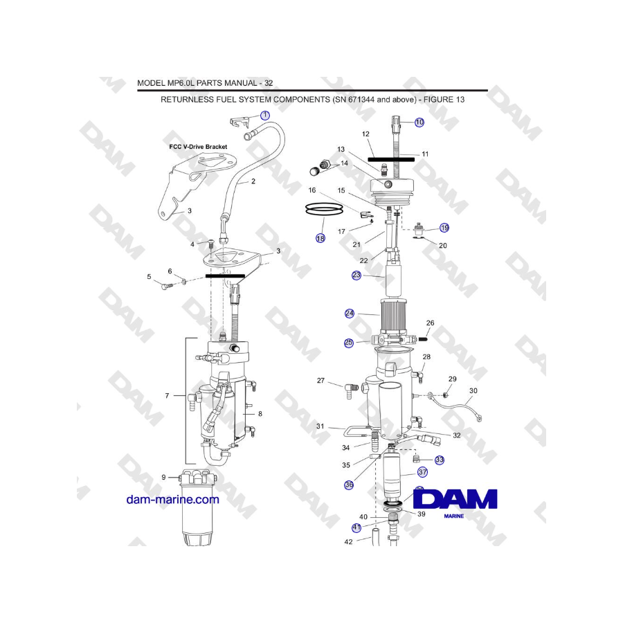 Crusader MP6.0L SN 670001 - COMPONENTES DEL SISTEMA DE COMBUSTIBLE SIN RETORNO (SN 671344 y superior)