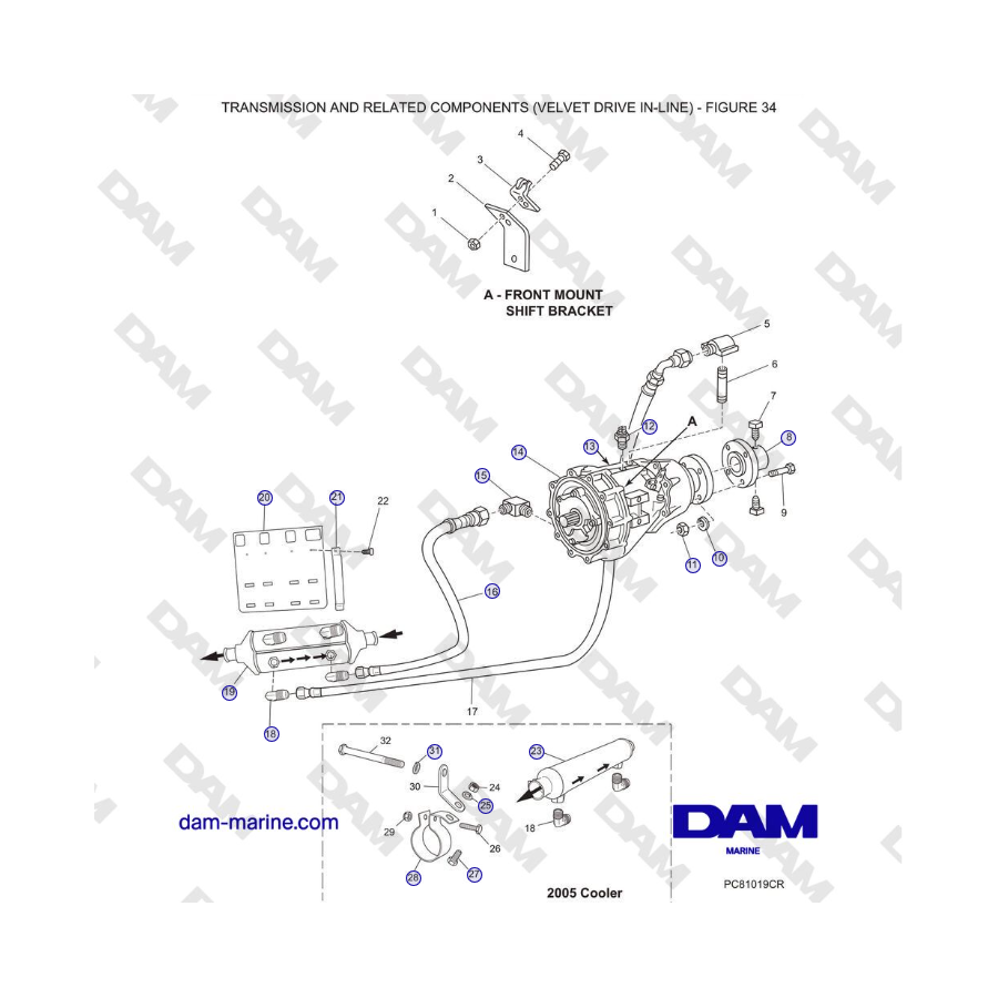 Crusader 5.0L / 5.7L 2002-2005 MY - TRANSMISSION AND RELATED COMPONENTS (VELVET DRIVE IN-LINE) 