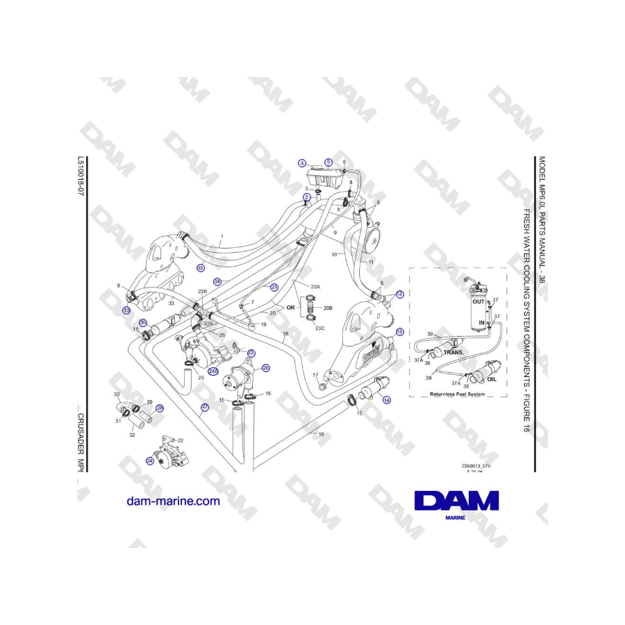 Crusader MP6.0L SN 670001 - FRESH WATER COOLING SYSTEM COMPONENTS