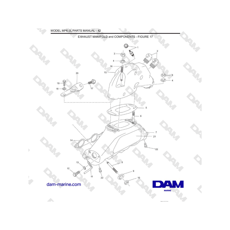 Crusader MP6.0L SN 670001 - COLECTOR DE ESCAPE y COMPONENTES