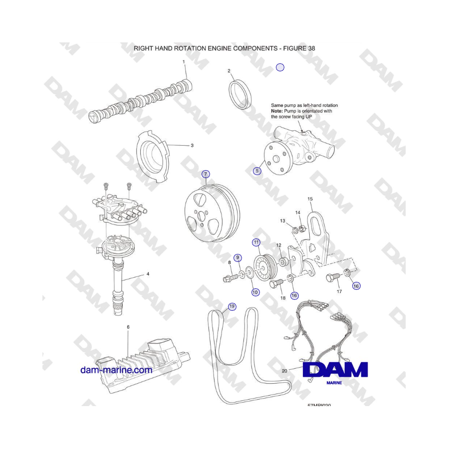 Crusader 5.0L / 5.7L 2002-2005 MY - RIGHT HAND ROTATION ENGINE COMPONENTS