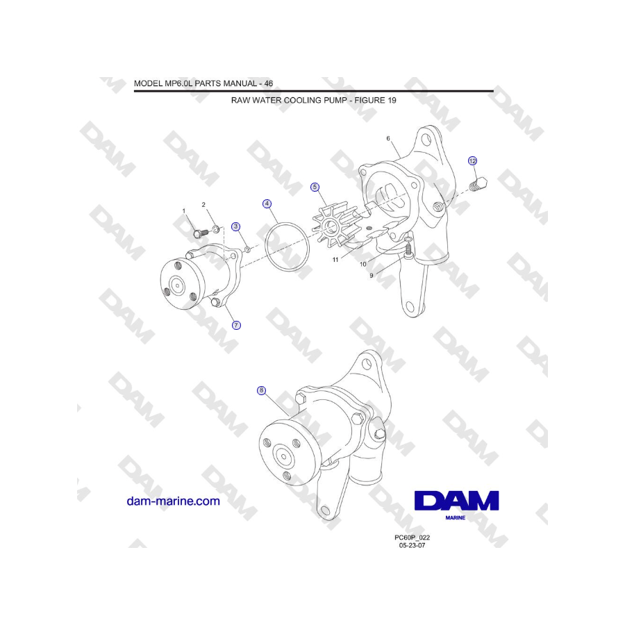 Crusader MP6.0L SN 670001 - BOMBA DE REFRIGERACIÓN DE AGUA BRUTA