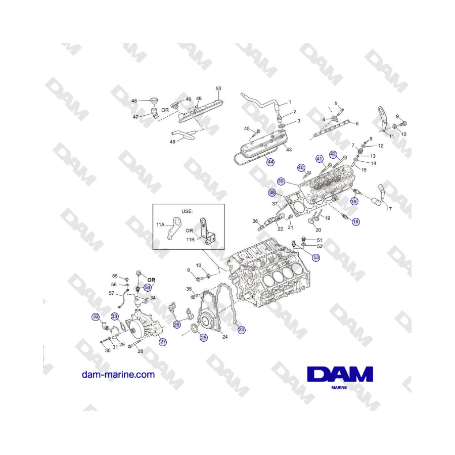 Crusader MP6.0L 2004-2005 MY - CYLINDER HEAD ASSEMBLY / FRONT COVER