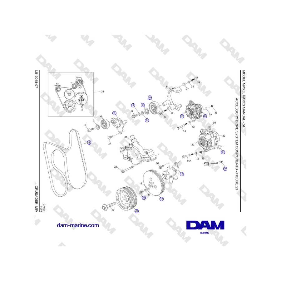 Crusader MP6.0L SN 670001 - ACCESSORY DRIVE SYSTEM COMPONENTS