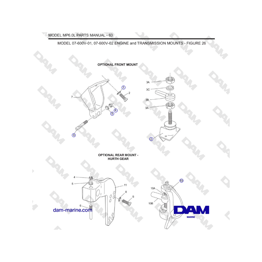 Crusader MP6.0L SN 670001 - MODEL 07-600V-01, 07-600V-02 ENGINE and TRANSMISSION MOUNTS