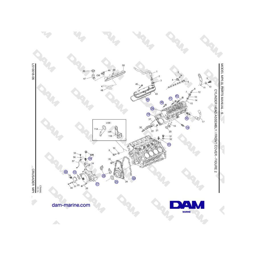 Crusader MP6.0L 2006 MY - CYLINDER HEAD ASSEMBLY / FRONT COVER