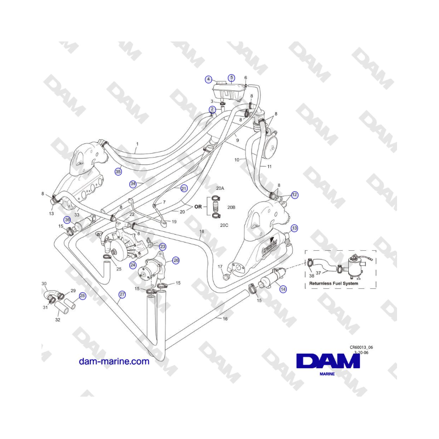 Crusader MP6.0L 2004-2005 MY - FRESH WATER COOLING SYSTEM COMPONENTS