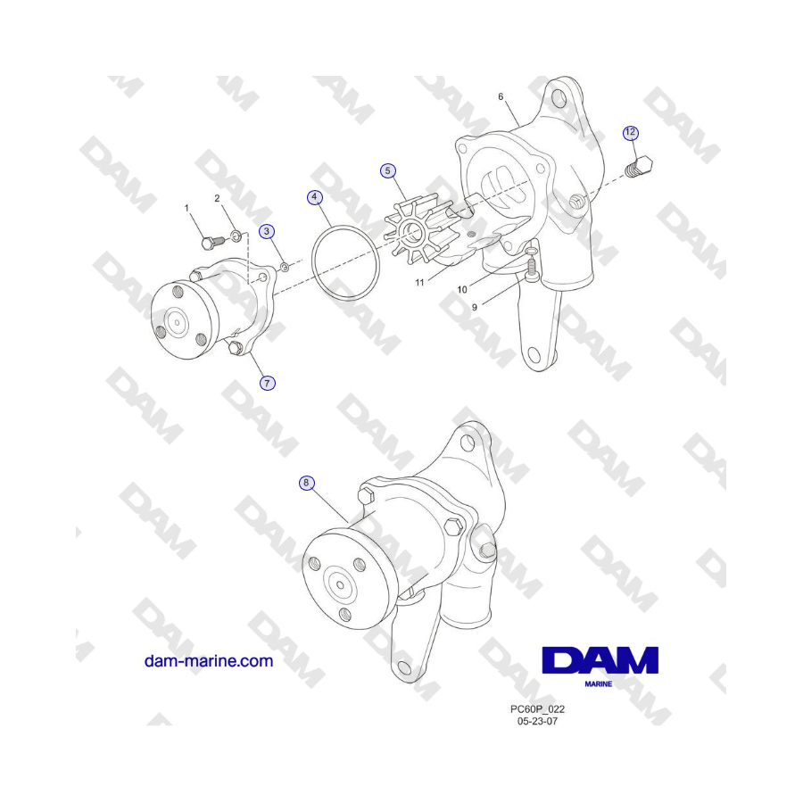 Crusader MP6.0L 2004-2005 MY - RAW WATER COOLING PUMP