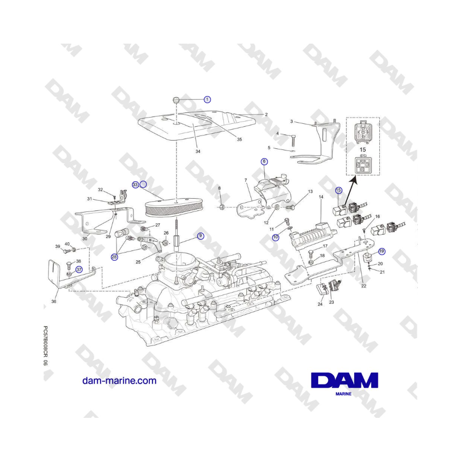 Crusader MP5.0/5.7L MODELO 2006 - COMPONENTES DEL COLECTOR DE ADMISIÓN