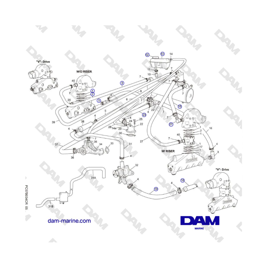 Crusader MP5.0 / 5.7L 2006 MY - FRESH WATER COOLING SYSTEM COMPONENTS