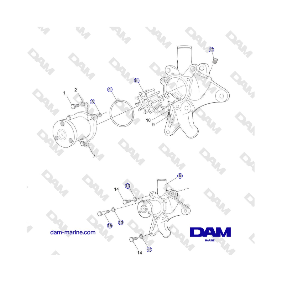 Crusader MP5.0 / 5.7L 2006 MY - RAW WATER COOLING PUMP