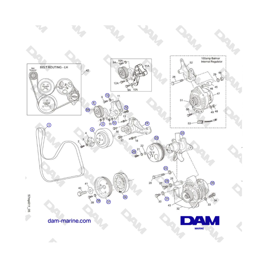 Crusader MP5.0 / 5.7L 2006 MY - ACCESSORY DRIVE SYSTEM COMPONENTS (SERPENTINE - LH)