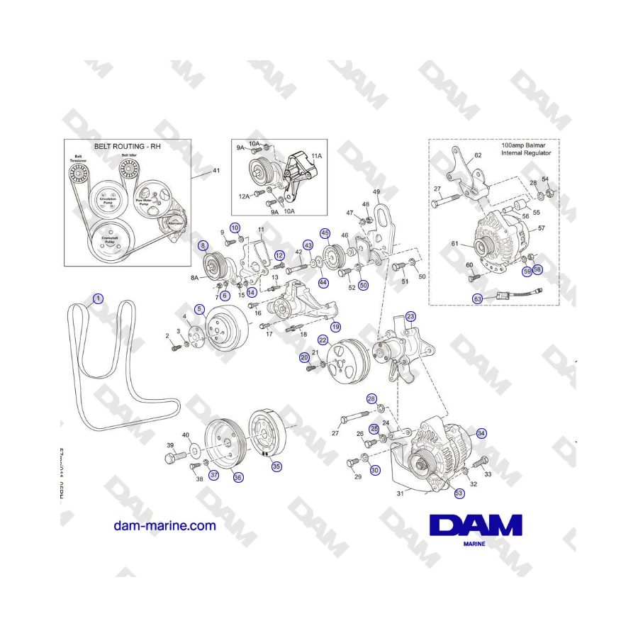 Crusader MP5.0 / 5.7L 2006 MY - ACCESSORY DRIVE SYSTEM COMPONENTS (SERPENTINE - RH)