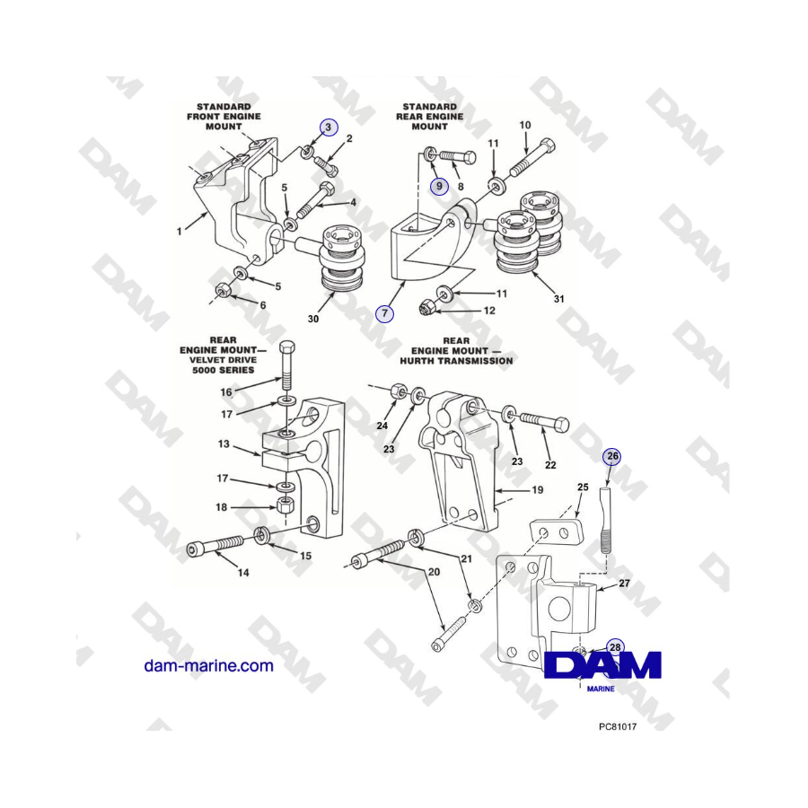 Crusader MP5.0 / 5.7L 2006 MY - ENGINE and TRANSMISSION MOUNTS