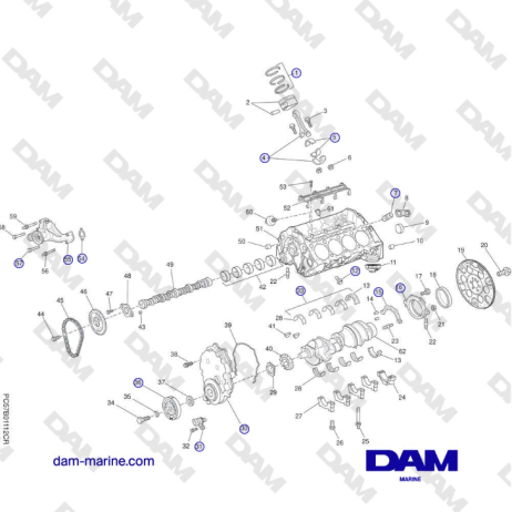 Crusader MP5.0/5.7L SN 670001 thru 671633 - CYLINDER BLOCK ASSEMBLY