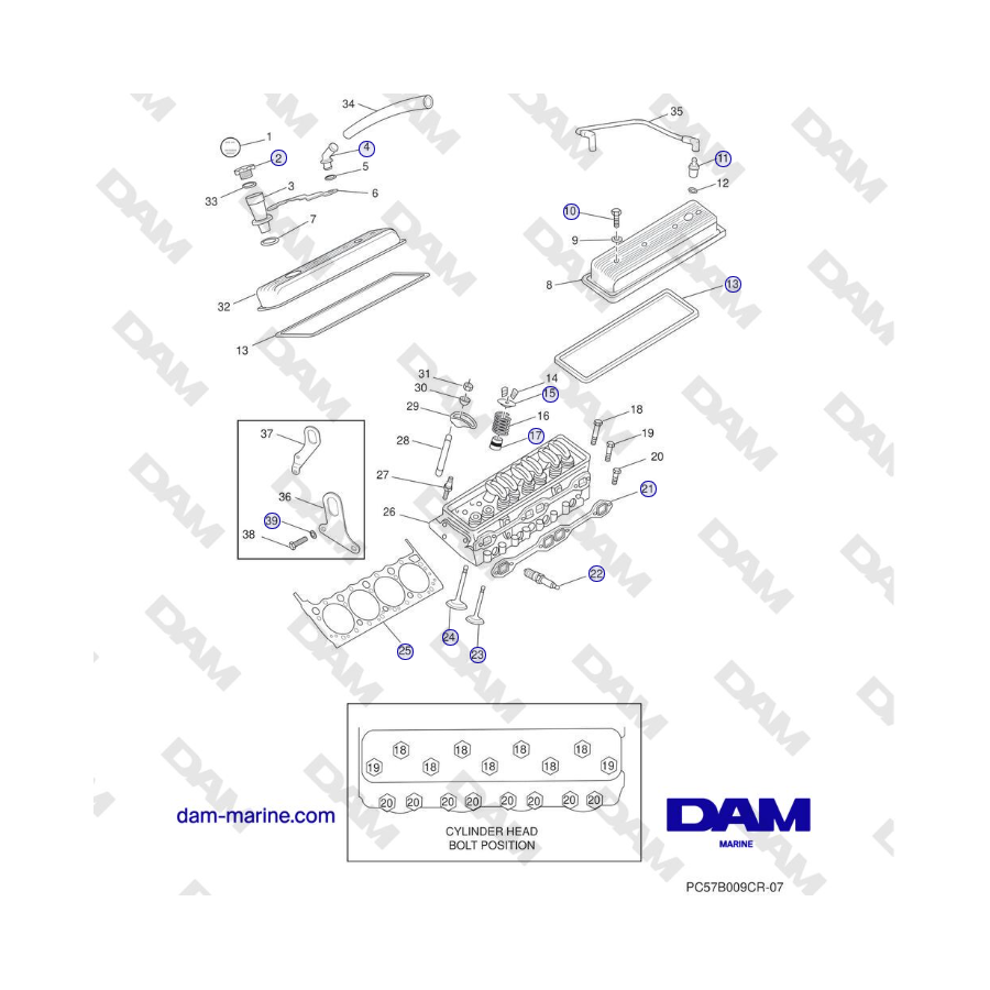 Crusader MP5.0/5.7L SN 670001 a 671633 - CONJUNTO DE CULATA