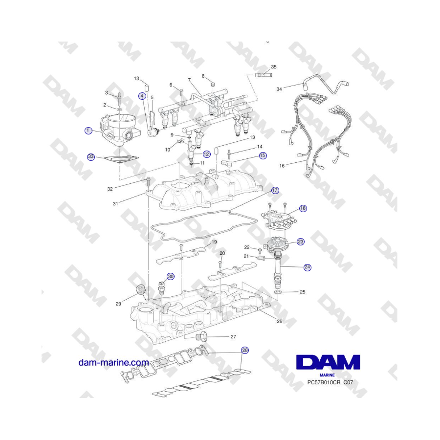 Crusader MP5.0/5.7L SN 670001 a 671633 - CONJUNTO DEL COLECTOR DE ADMISIÓN