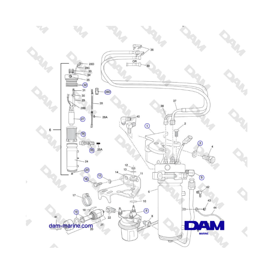 Crusader MP5.0/5.7L SN 670001 a 671633 - COMPONENTES DEL SISTEMA DE COMBUSTIBLE SIN RETORNO - SN 670001 a 671343