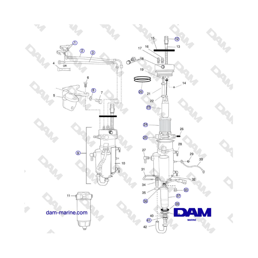 Crusader MP5.0/5.7L SN 670001 a 671633 - COMPONENTES DEL SISTEMA DE COMBUSTIBLE SIN RETORNO (SN 671344 y superior)