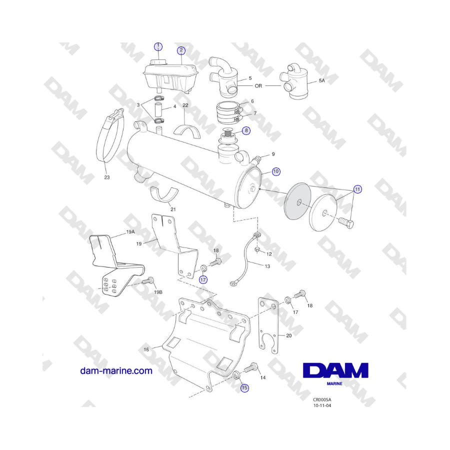 Crusader MP5.0/5.7L SN 670001 a 671633 - INTERCAMBIADOR DE CALOR y COMPONENTES