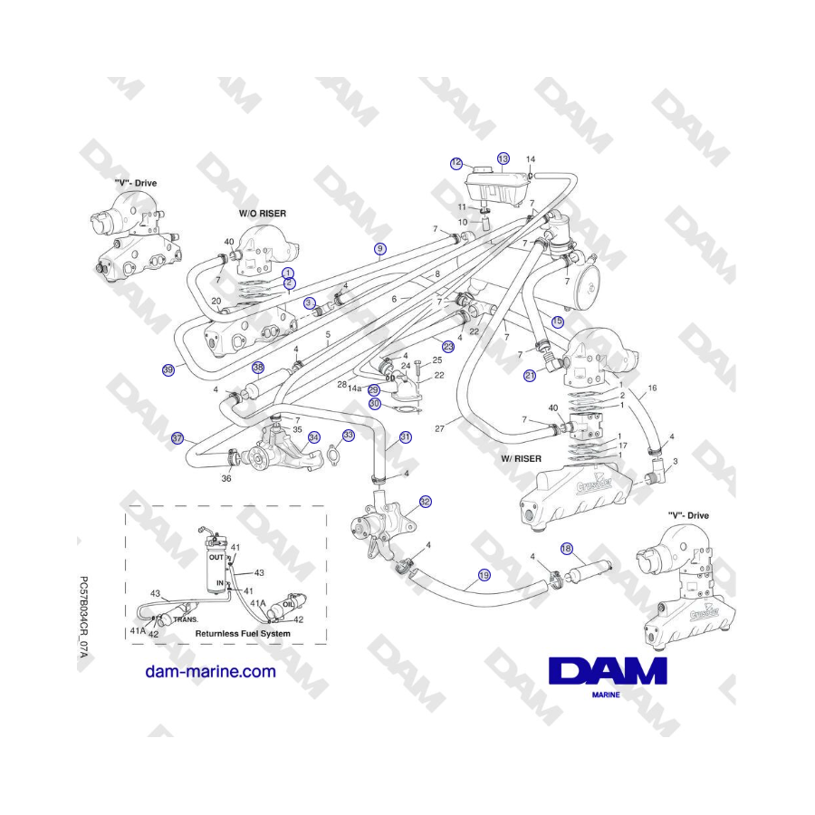 Crusader MP5.0/5.7L SN 670001 a 671633 - COMPONENTES DEL SISTEMA DE ENFRIAMIENTO DE AGUA DULCE