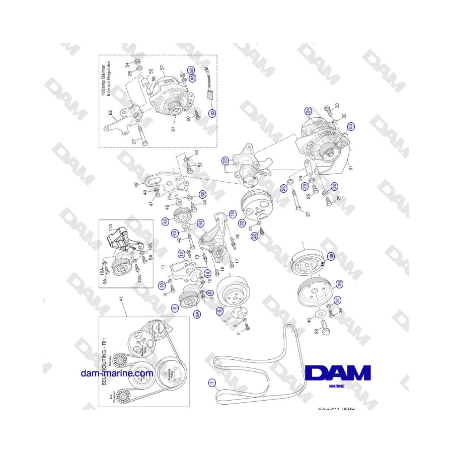 Crusader MP5.0/5.7L SN 670001 a 671633 - COMPONENTES DEL SISTEMA DE TRANSMISIÓN DE ACCESORIOS (SERPENTIN - RH)