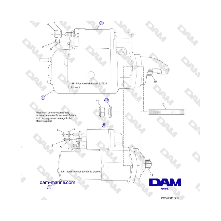 Crusader MP5.0/5.7L SN 670001 a 671633 - COMPONENTES DEL CONJUNTO DEL ARRANQUE