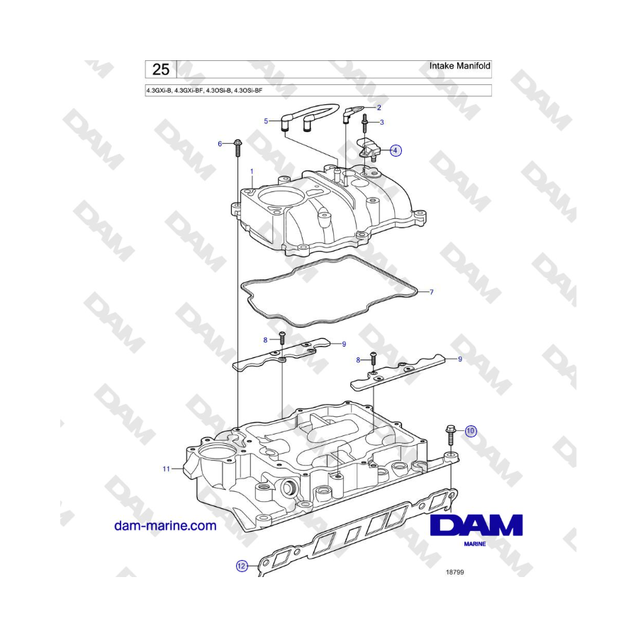 Volvo Penta 4.3L GXI-B - Colector de admisión