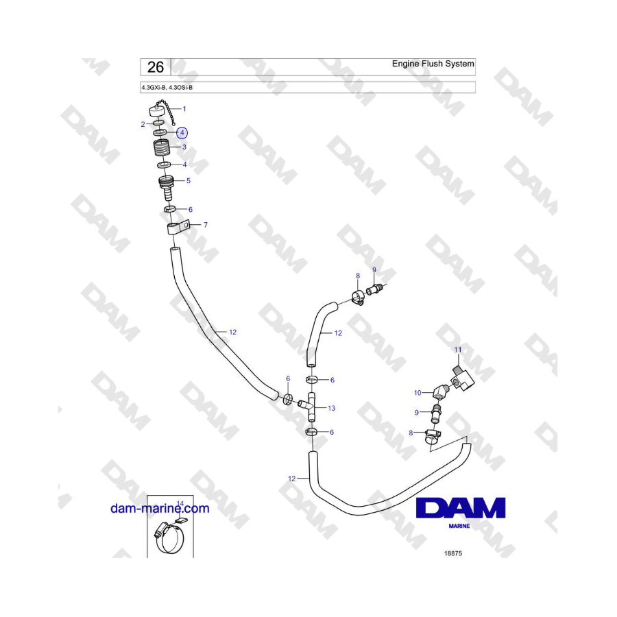 Volvo Penta 4.3L GXI-B - Sistema de lavado del motor