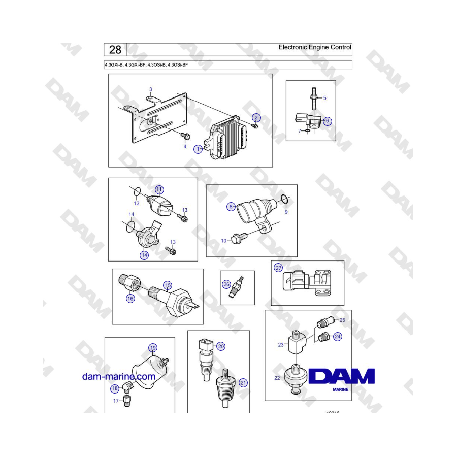 Volvo Penta 4.3L GXI-B - Control electrónico del motor