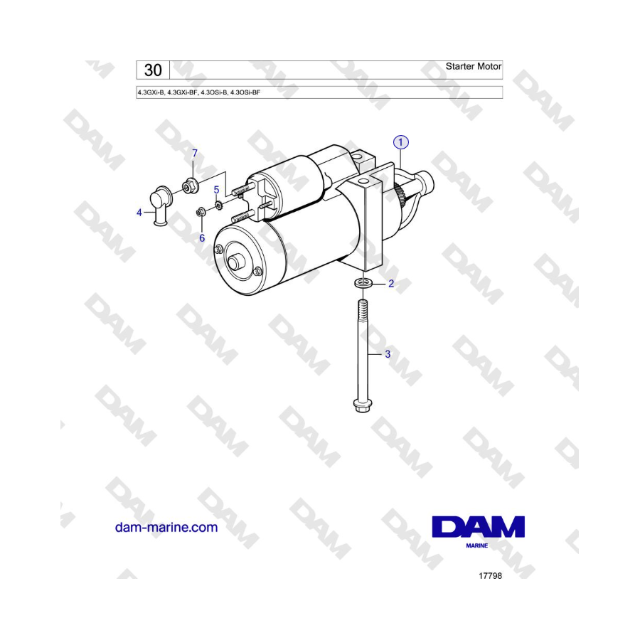 Volvo Penta 4.3L GXI-B - Motor de arranque