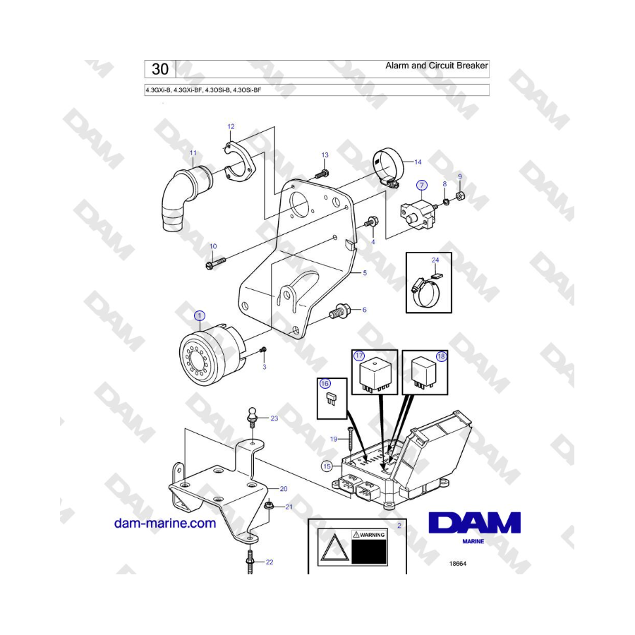 Volvo Penta 4.3L GXI-B - Alarm and Circuit Breaker 