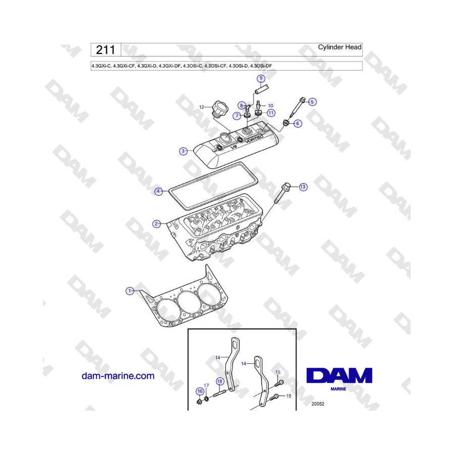 Volvo Penta 4.3L GXI-C - Cylinder Head