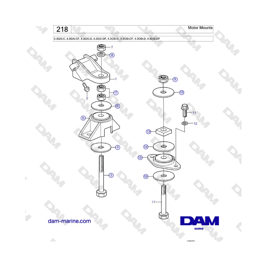 Volvo Penta 4.3L GXI-C - Soportes de motor