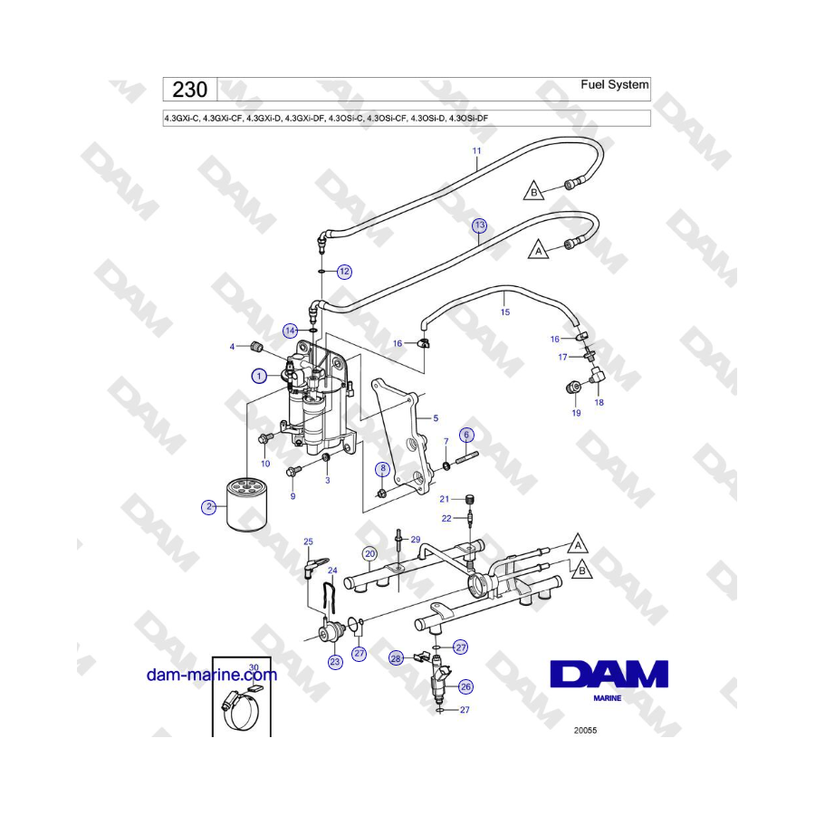 Volvo Penta 4.3L GXI-C - Fuel System