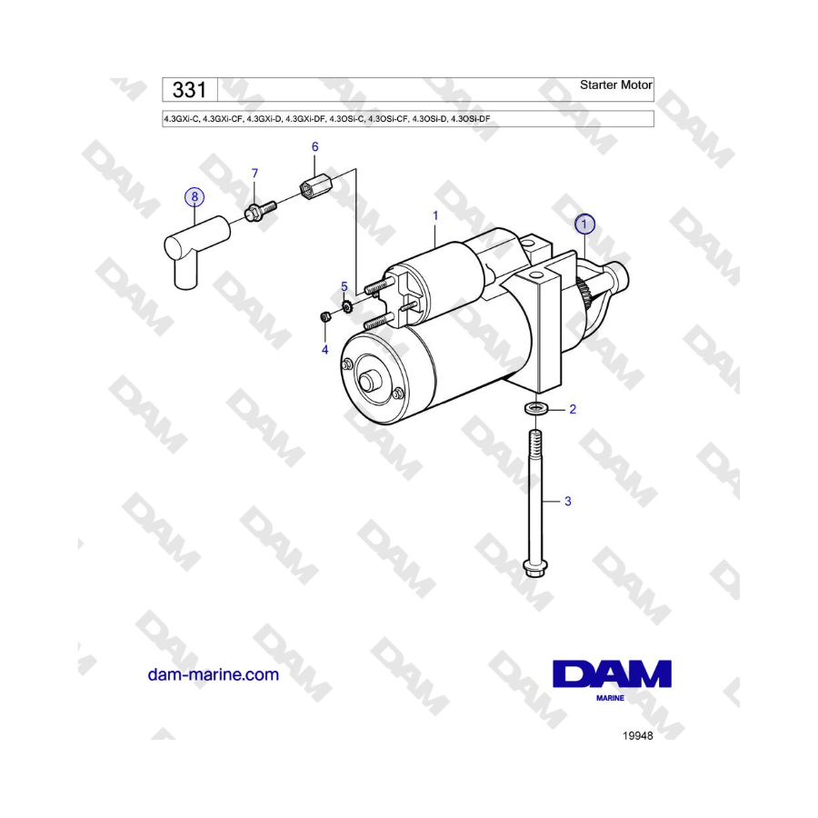 Volvo Penta 4.3L GXI-C - Motor de arranque