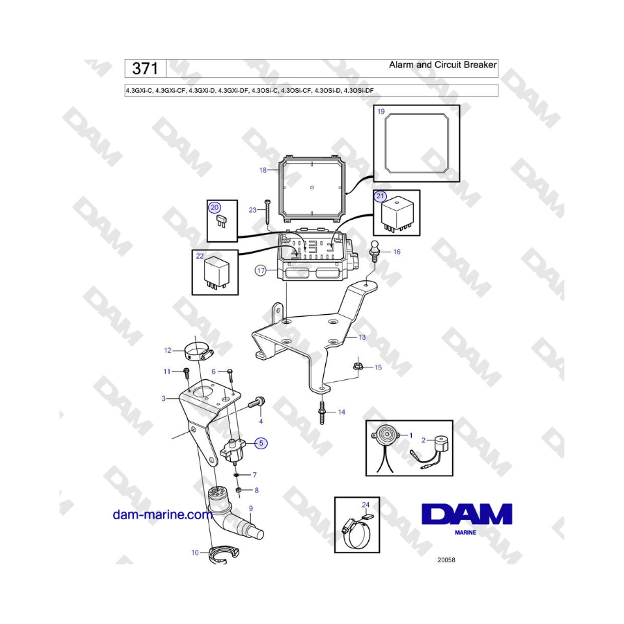 Volvo Penta 4.3L GXI-C - Alarm and Circuit Breaker 